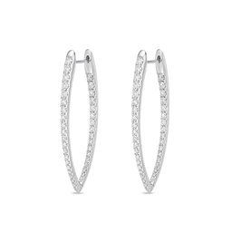 [CHHO25040138W72000] White Gold Imperial Hoop Earrings With Round Diamonds Weighing 1.66cttw