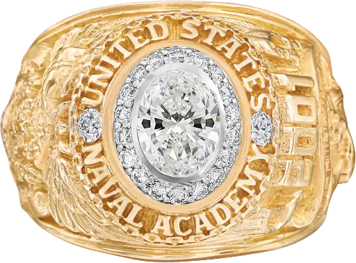 Diamond Cluster with Center Stone for USNA Class Rings