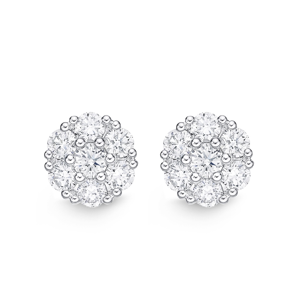 Diamond Floral Stud Earrings 1.00cttw