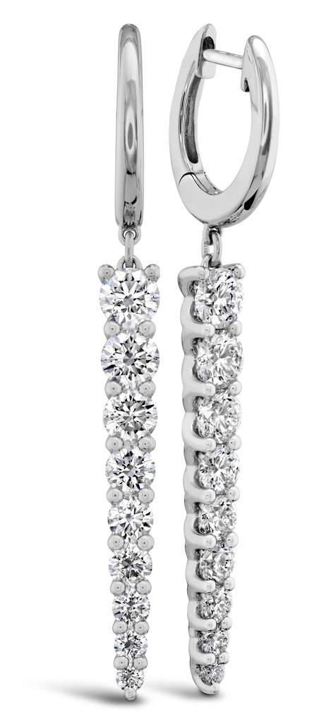 18Kt White Gold Identity Drop Earrings with (18) Round Diamonds Weighing 1.65cttw