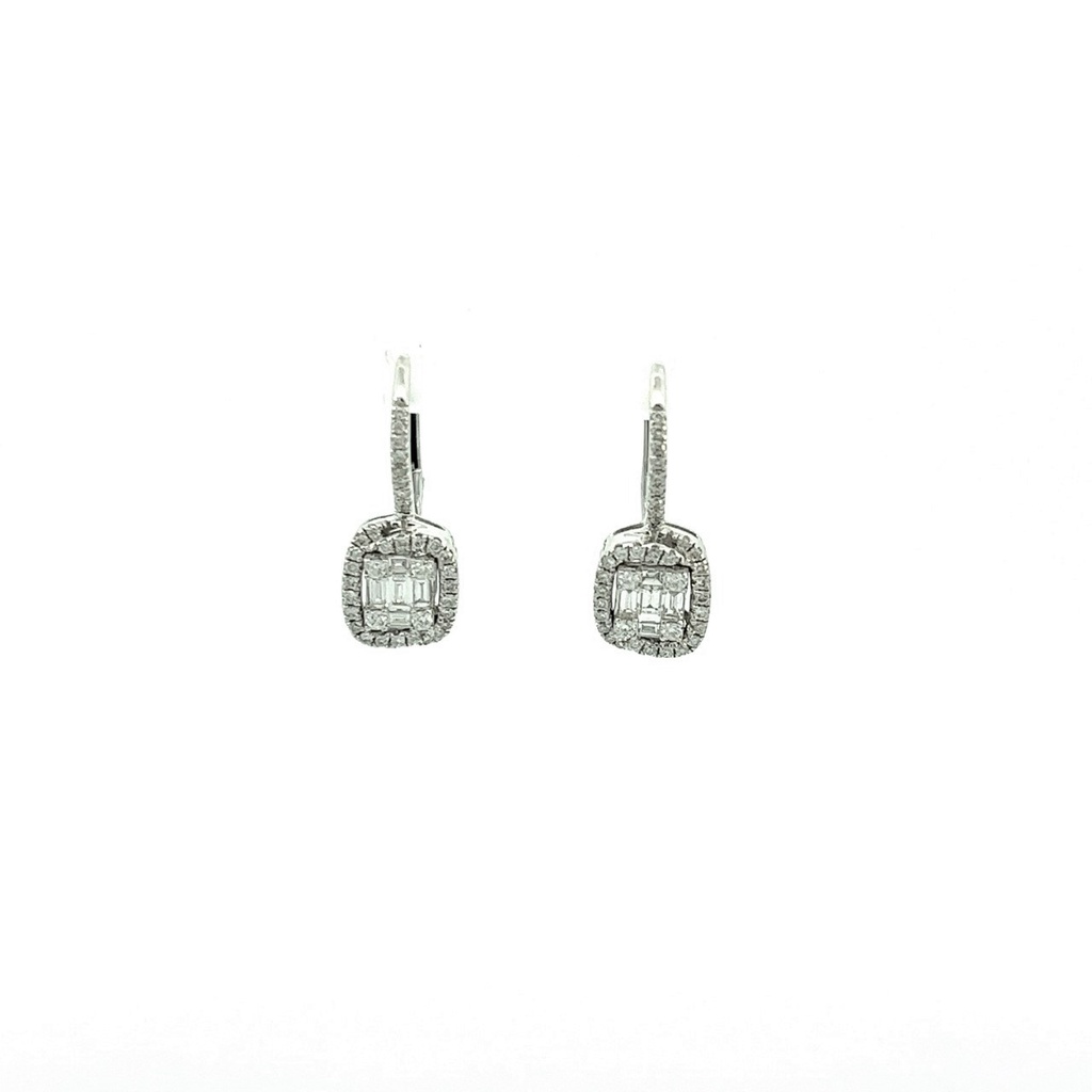 18Kt White Gold Diamond Mosaic Dangle Earrings Weighing 0.70cttw