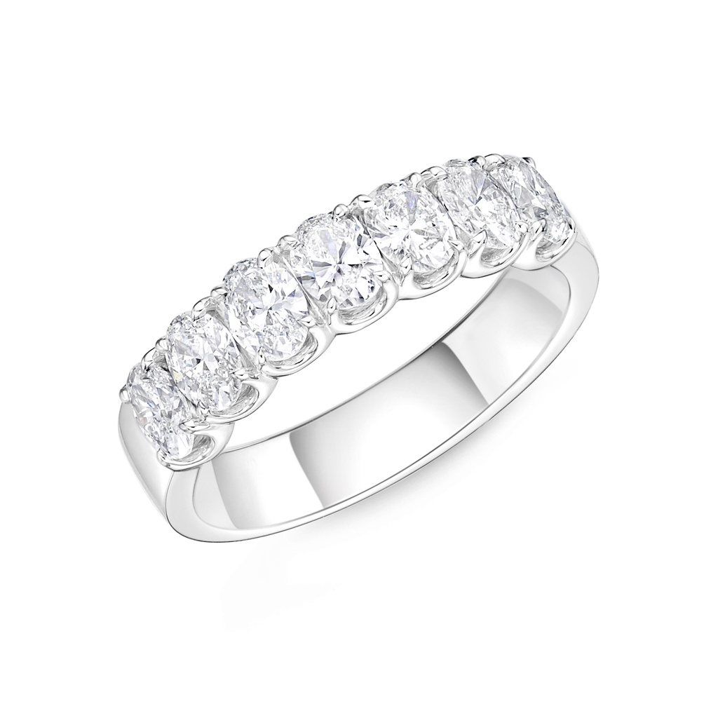 Platinum Seven Stone Band With Oval Diamonds Weighing 1.36cttw