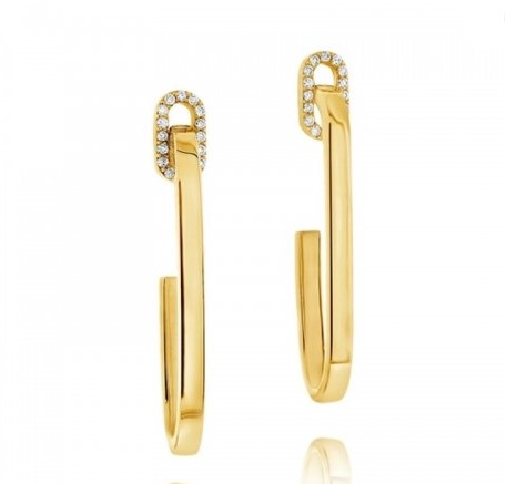 Yellow Gold Navarra Single Link Drop Earrings With Round Diamonds Weighing 0.21cttw