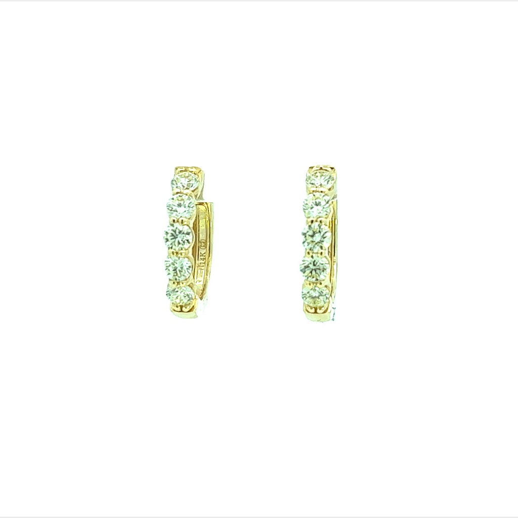 14Kt Yellow Gold Hoops With 10 Round Diamonds Weighing 1.97cttw