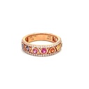[RNBWRGRD26] 18Kt Rose Gold Band With (7) Rainbow Sapphires Weighing 0.66ct And (58) Round Diamonds Weighing 0.26cttw