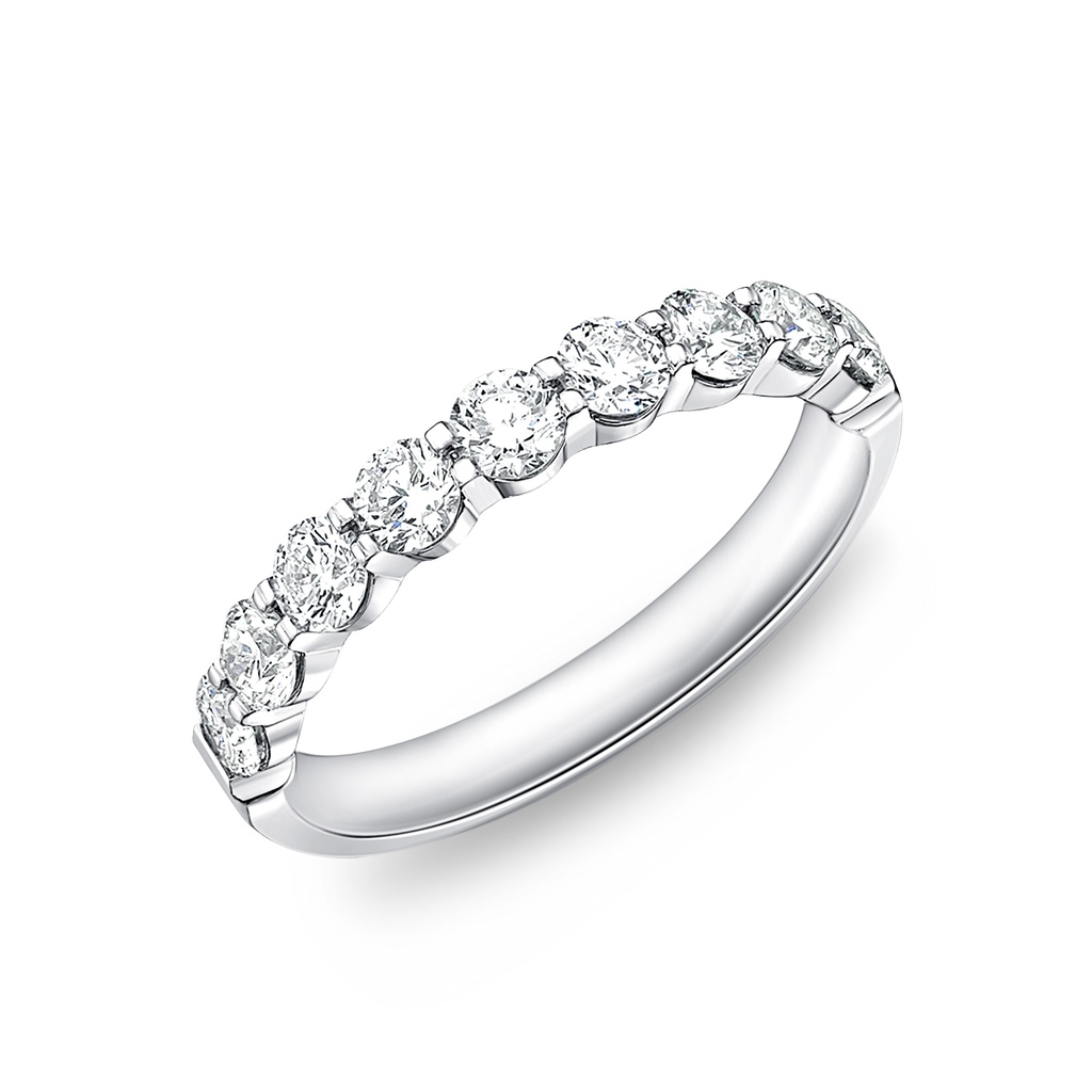 Platinum Petite Prong Band With Round Diamonds Weighing 0.99cttw