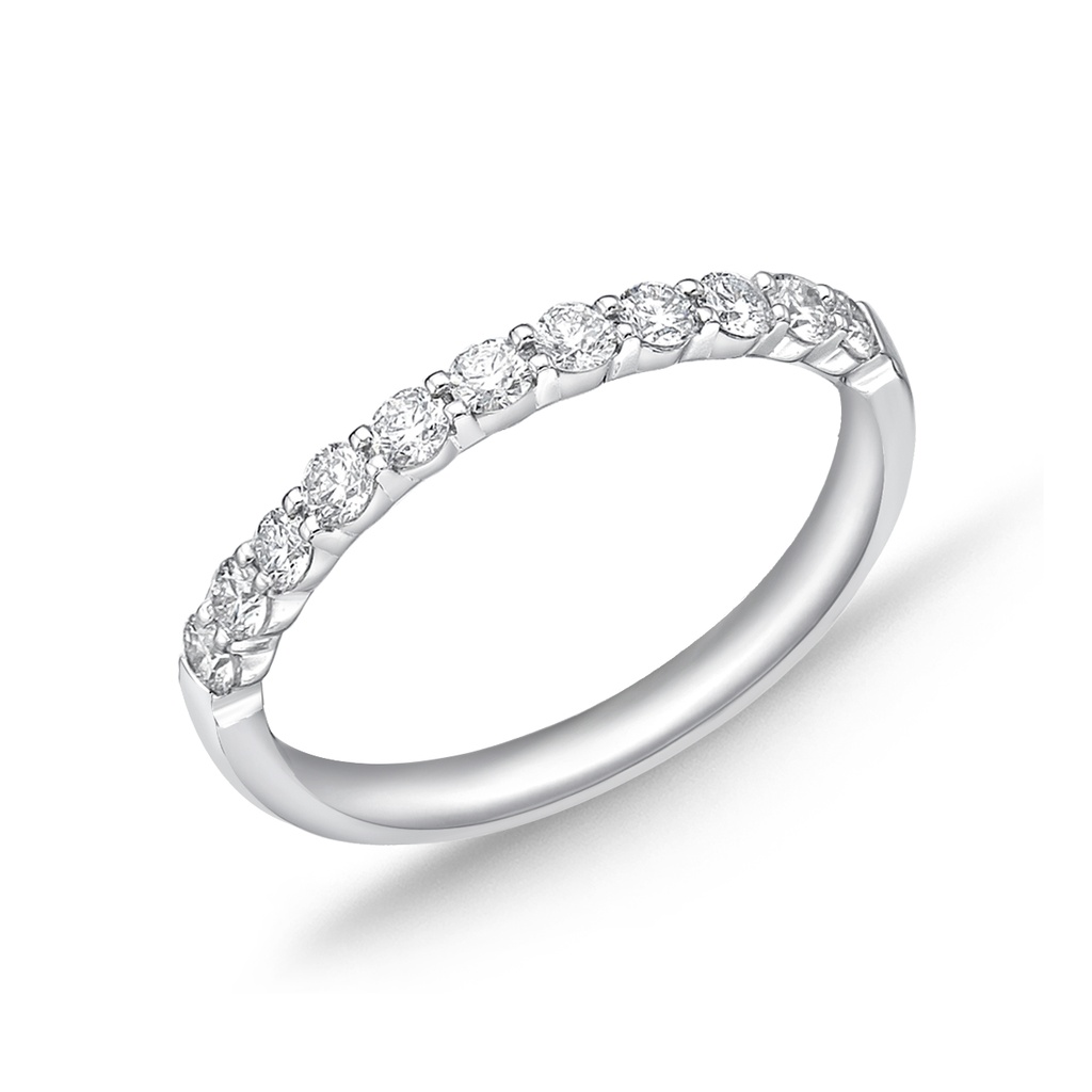 Platinum Petite Prong Band With Round Diamonds Weighing 0.35cttw