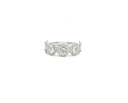 [6823] 18Kt White Gold Five Station Ring With Rosecut Diamonds Weighing 1.44ct And Round Diamond Halos Weighing 0.53ct