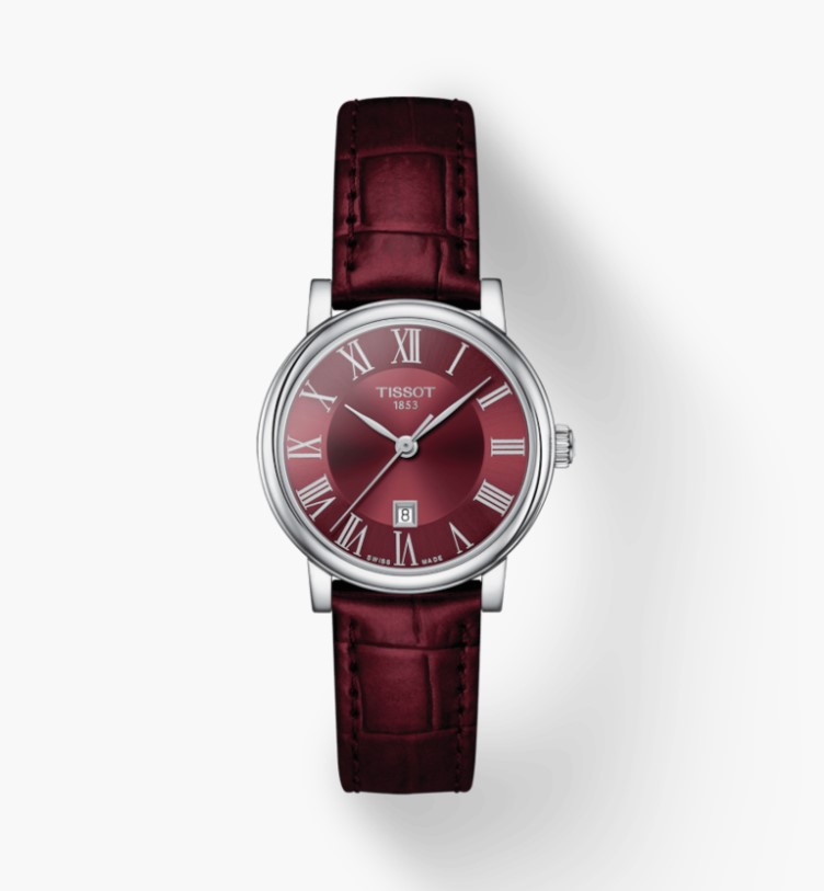 30mm Red Dial Watch With A Red Leather Strap