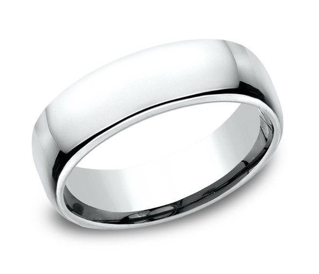 14Kt White Gold 6.5mm Comfort Fit Band Sz9
