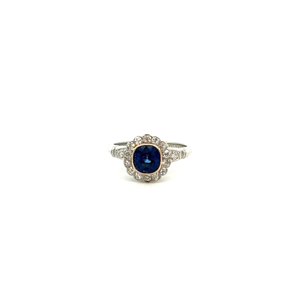 Platinum And Yellow Gold No Heat Sapphire And Diamond Ring 1.84cttw