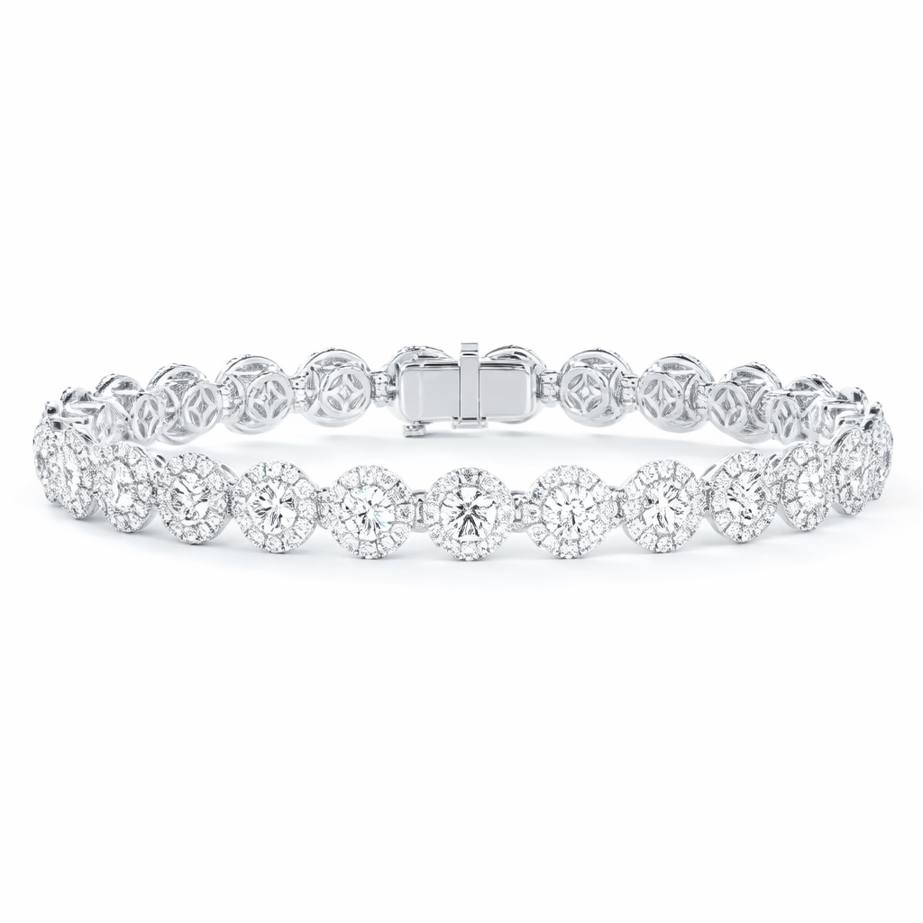 [BR1051RD675DCP0675] Platinum Diamond Center Of My Universe Line Bracelet 6.79cttw