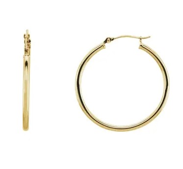 Yellow Gold 30x2mm Hoop Earrings