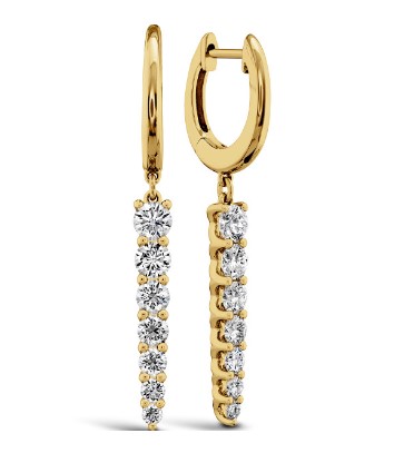 Yellow Gold Identity Drop Earrings With Round Diamonds Weighing 1.02cttw
