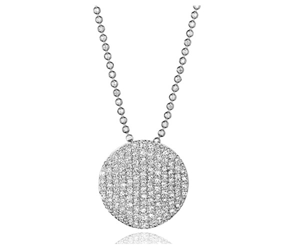 14Kt White Gold Beaded Chain Infinity Necklace With Round Diamonds Weighing 0.57cttw