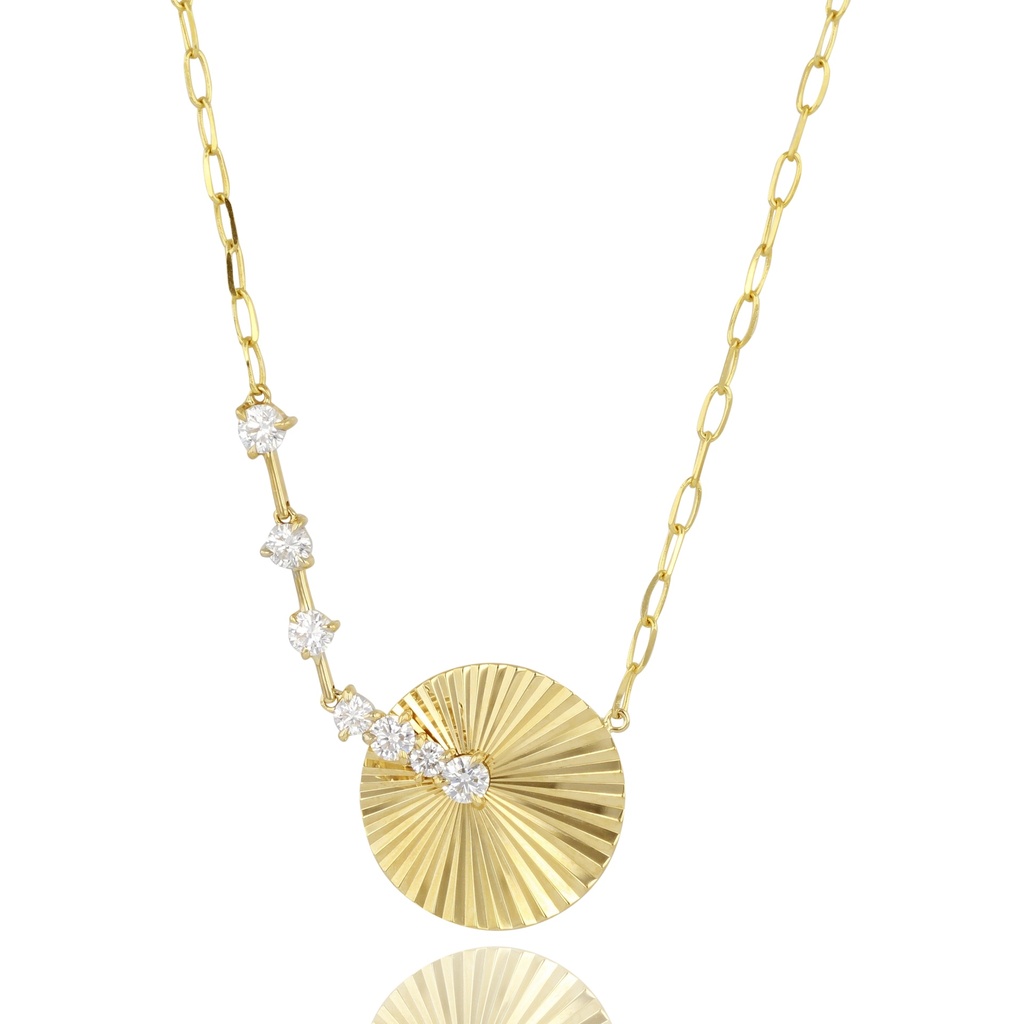 14Kt Yellow Gold Aura Latch Necklace With Round Diamonds Weighing 0.59cttw
