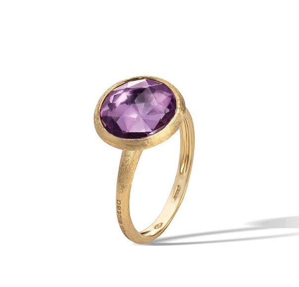 18Kt Yellow Gold Ring With A Round Amethyst Sz7