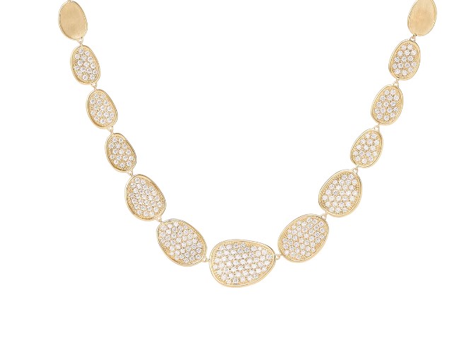 18Kt Yellow Gold Lunaria Petal Necklace With 270 Round Diamonds Weighing 5.00cttw