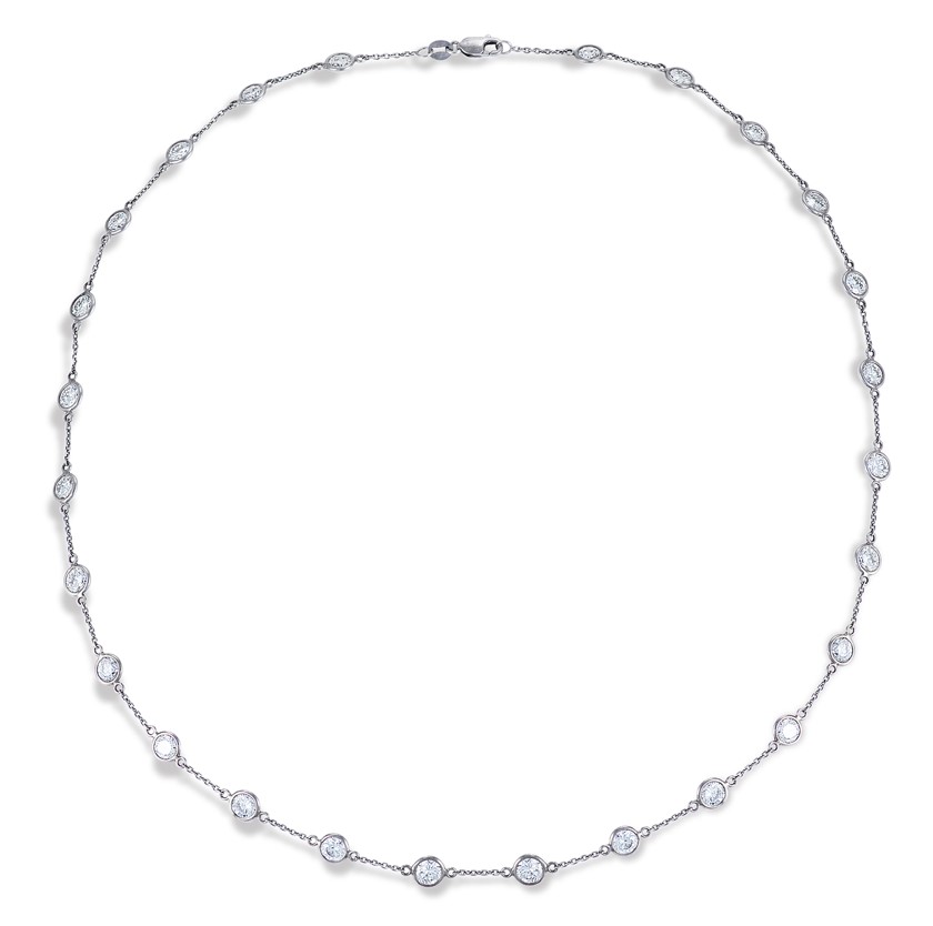 18Kt White Gold Diamond By The Inch Necklace With 26 Round Diamonds Weighing 8.28cttw I-K/VS2-SI1
