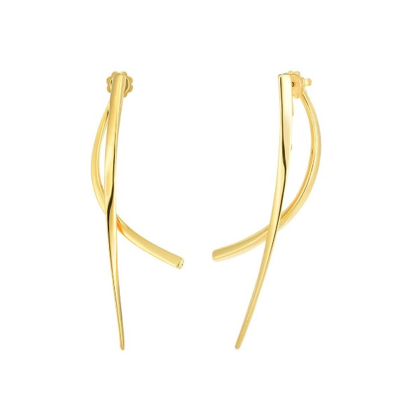 18Kt Yellow Gold Oro Classic Curved Bar Drop Earrings