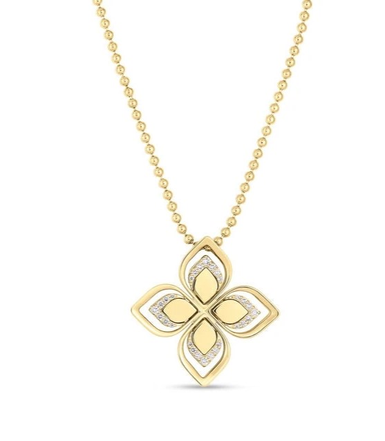 18Kt Yellow Gold Venetian Princess Necklace With (28) Round Diamonds Weighing 0.30cttw