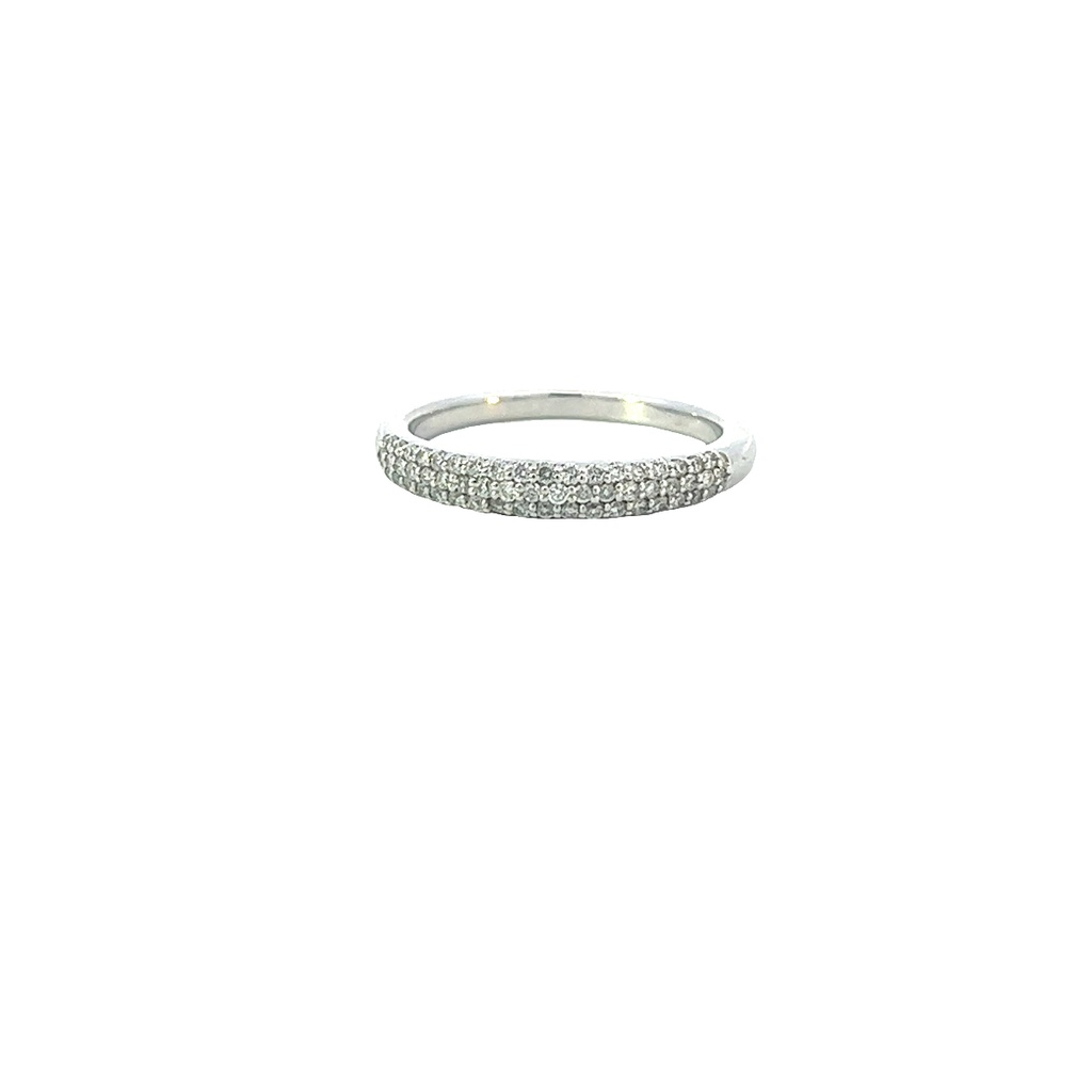 14Kt White Gold Band With 36 Round Pave Set Diamonds Weighing 0.60cttw Sz6
