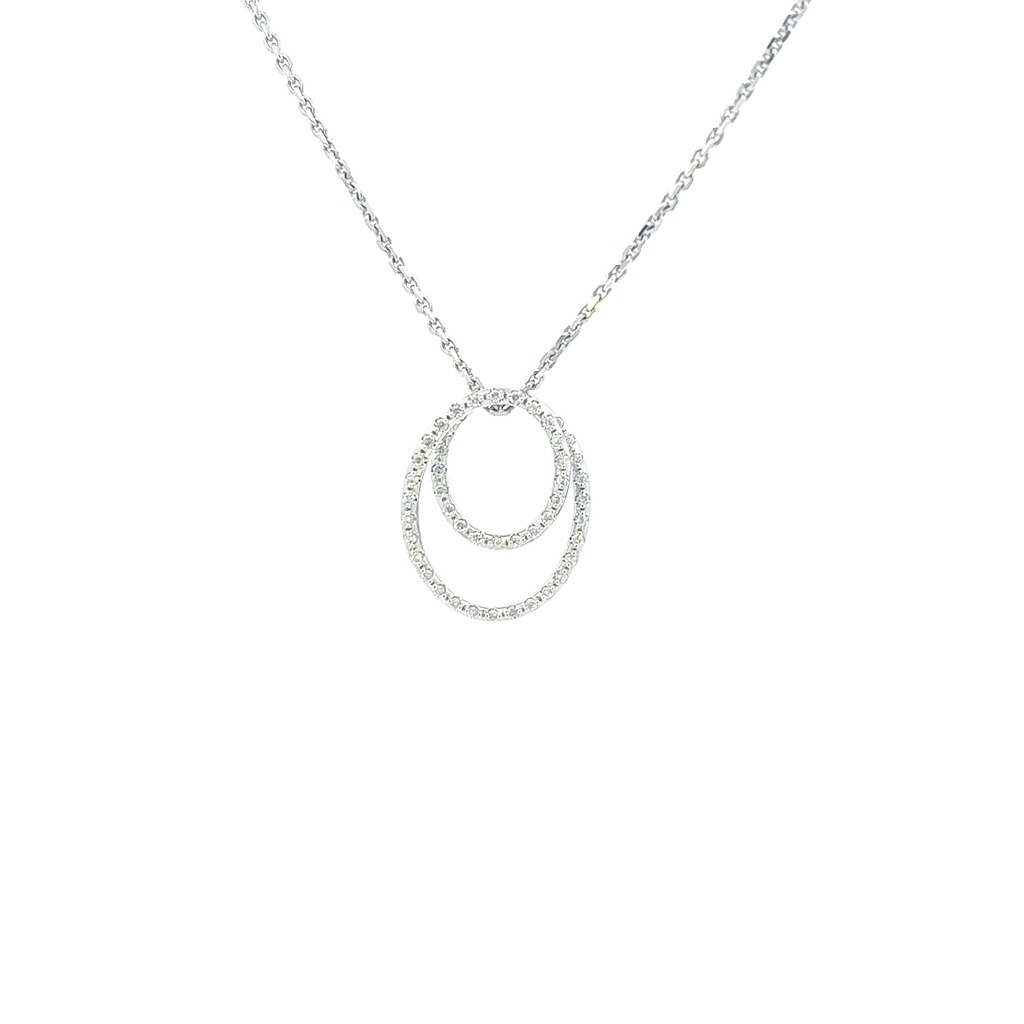 14Kt White Gold Pendant Necklace With 43 Round Diamonds Weighing 0.50cttw