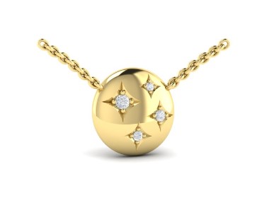 14Kt Yellow Gold Estrella Pendant Necklace With 4 Round Diamonds Weighing 0.07cttw