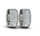 [VER60619] 14Kt White Gold Karina Huggie Hoops With 68 Round Diamonds And 12 Baguette Diamonds Weighing 1.10cttw