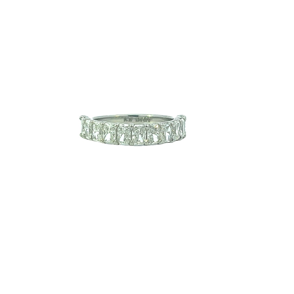 Platinum Half Eternity Band With 11 Radiant Cut Diamonds Weighing 2.08cttw