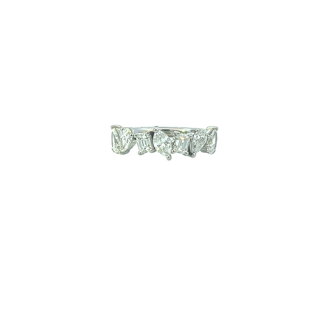 18Kt White Gold Band With Four Pear Shaped Diamonds Weighing 0.72ct Two Emerald Cut Diamonds Weighing 0.38ct And One Marquise Diamond Weighing 0.19ct