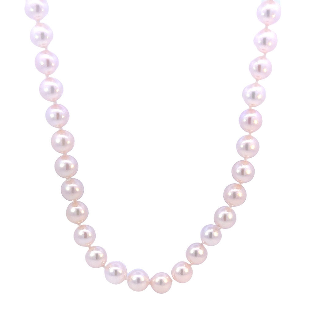14Kt White Gold Akoya Pearl Necklace With 61 7x6.5mm Pearls 18"