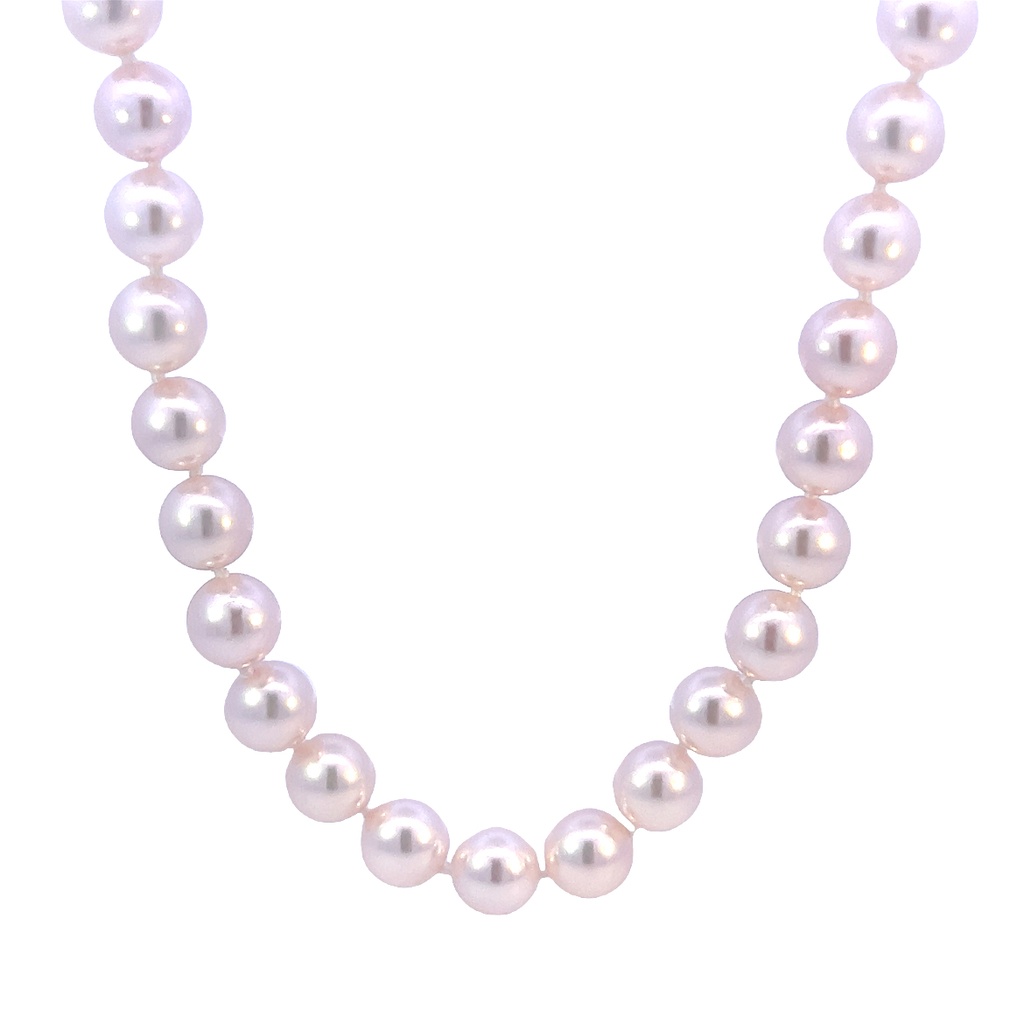 14Kt White Gold Cultured Pearl Necklace With 53 8x7.5mm Pearls 18"