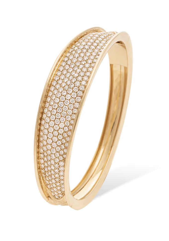 18Kt Yellow Gold Lunaria Cuff With Pave Set Diamonds Weighing 4.06cttw