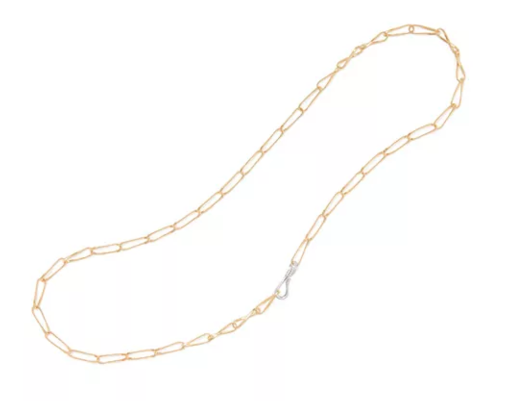 18Kt Yellow Gold Onde Twisted Link Necklace With A Clasp Of Round Diamonds Weighing 0.50cttw