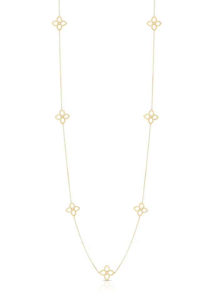 18Kt Yellow Gold Cialoma Station Necklace With (42) Round Diamonds Weighing 0.19cttw