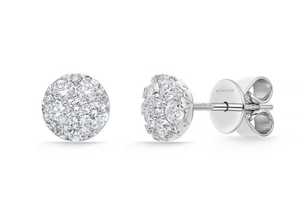 18Kt White Gold Harmony Stud Earrings With (22) Round Diamonds Weighing 0.58cttw