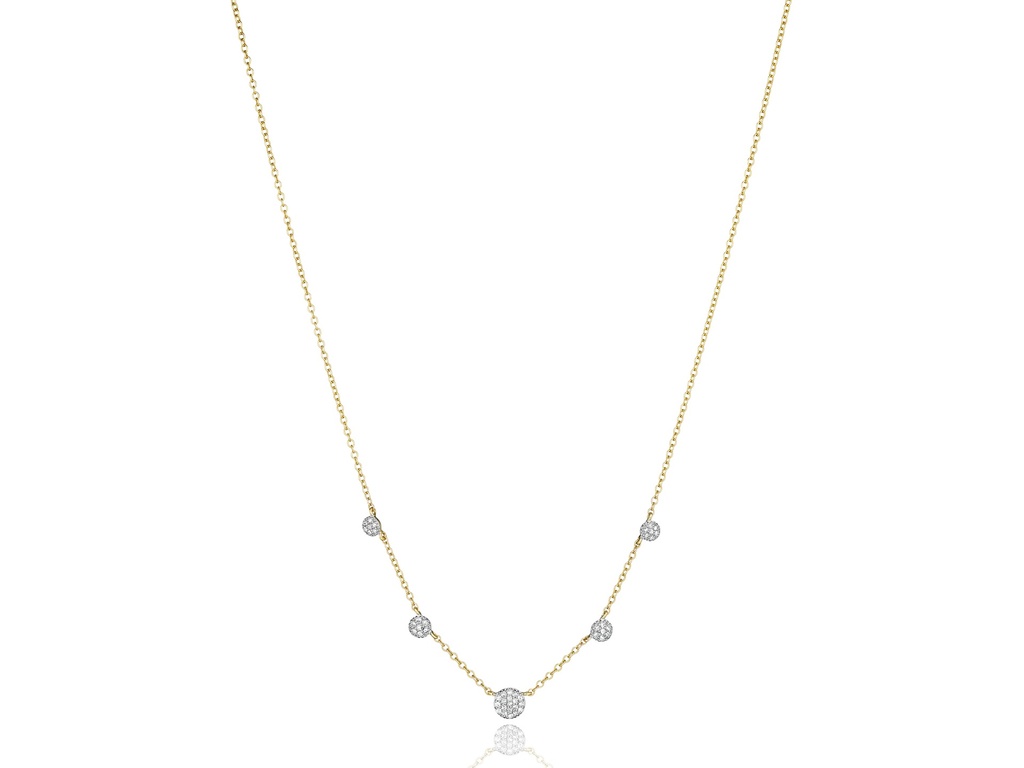 14Kt Yellow Gold Graduated Infinity Necklace With (47) Round Diamonds Weighing 0.21cttw