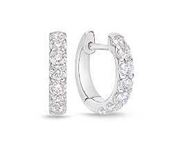 18Kt White Gold Odessa Huggie Hoops With (14) Round Diamonds Weighing 0.54cttw