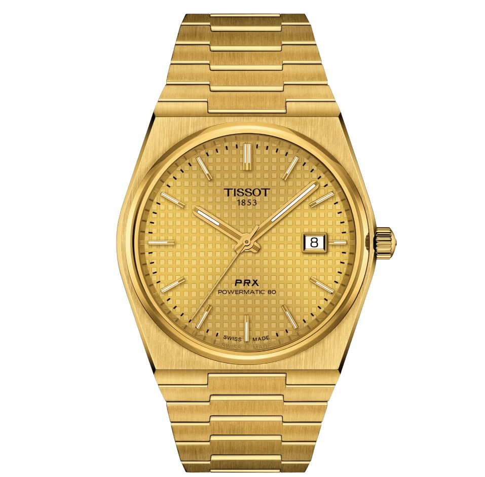 40mm PRX 80 Automatic Watch With A Gold Dial And A Gold Tone Stainless Steel Strap
