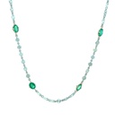 [6572] 14Kt White Gold Emerald And Diamond By The Inch Necklace With (15) Oval Emeralds Weighing 3.72ct And (82) Round Diamonds Weighing 6.93ct