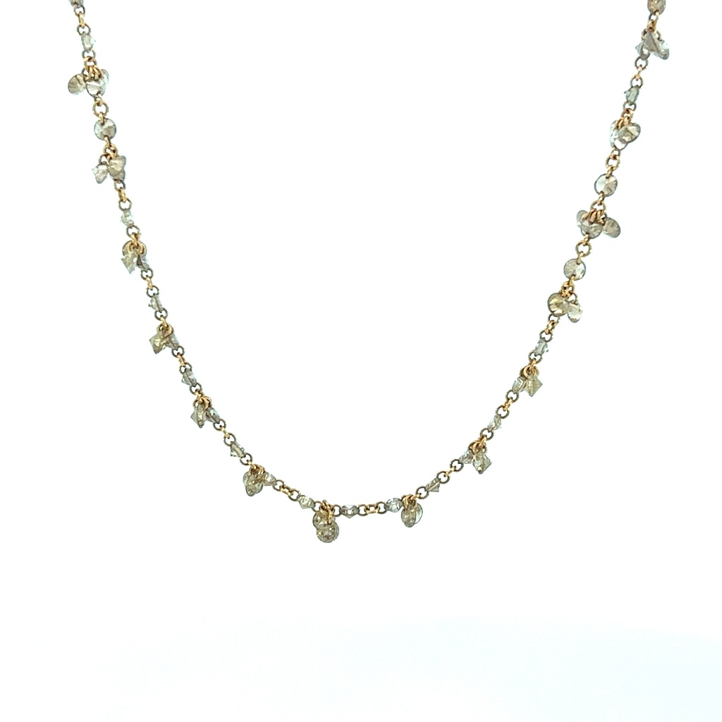 18Kt Rose Gold Fancy Diamond By The Inch Necklace With (214) Round Brown Diamonds Weighing 9.69cttw