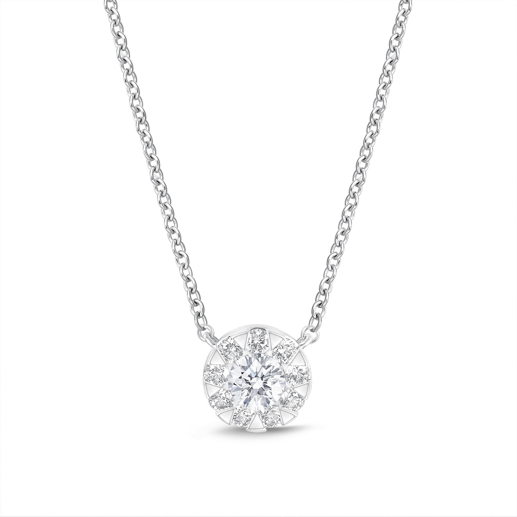 18Kt White Gold Bouquet Necklace With (10) Round Diamonds Weighing 1.00cttw