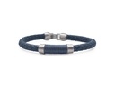 [04-88-BL61-00] Stainless Steel Blueberry Nautical Cable Blue Leather Men's Bracelet