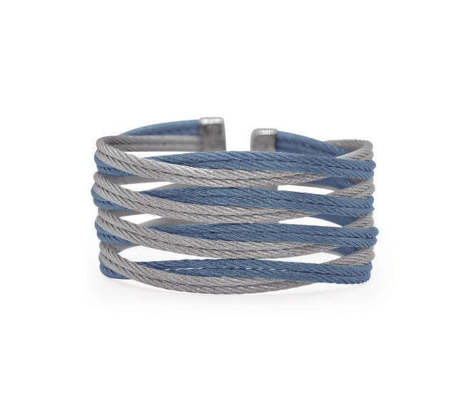 Stainless Steel Grey And Island Blue Nautical Cable Entwine Cuff