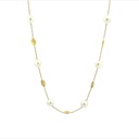 14Kt Yellow Gold Station Necklace With (13) 7x6.5mm Cultured Pearls 20"