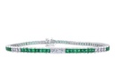 [20974] 18Kt White Gold Channel Set Tennis Bracelet With (56) Carre Cut Emeralds Weighing 3.43ct And (28) Round Diamonds Weighing 1.01ct