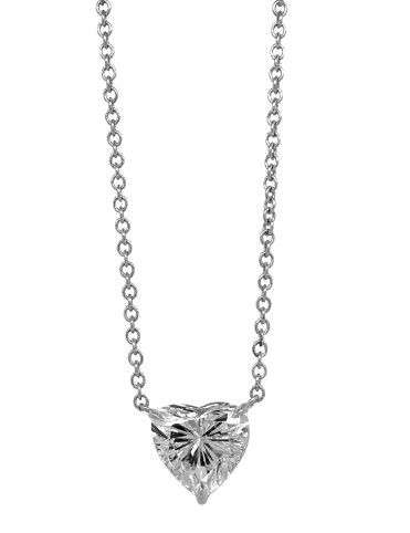 18Kt White Gold Solitaire Necklace With A Heart Shaped Diamond Weighing 2.91ct