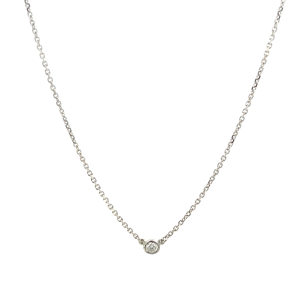 14Kt White Gold Solitaire Necklace With A Round Diamond Weighing 0.05ct