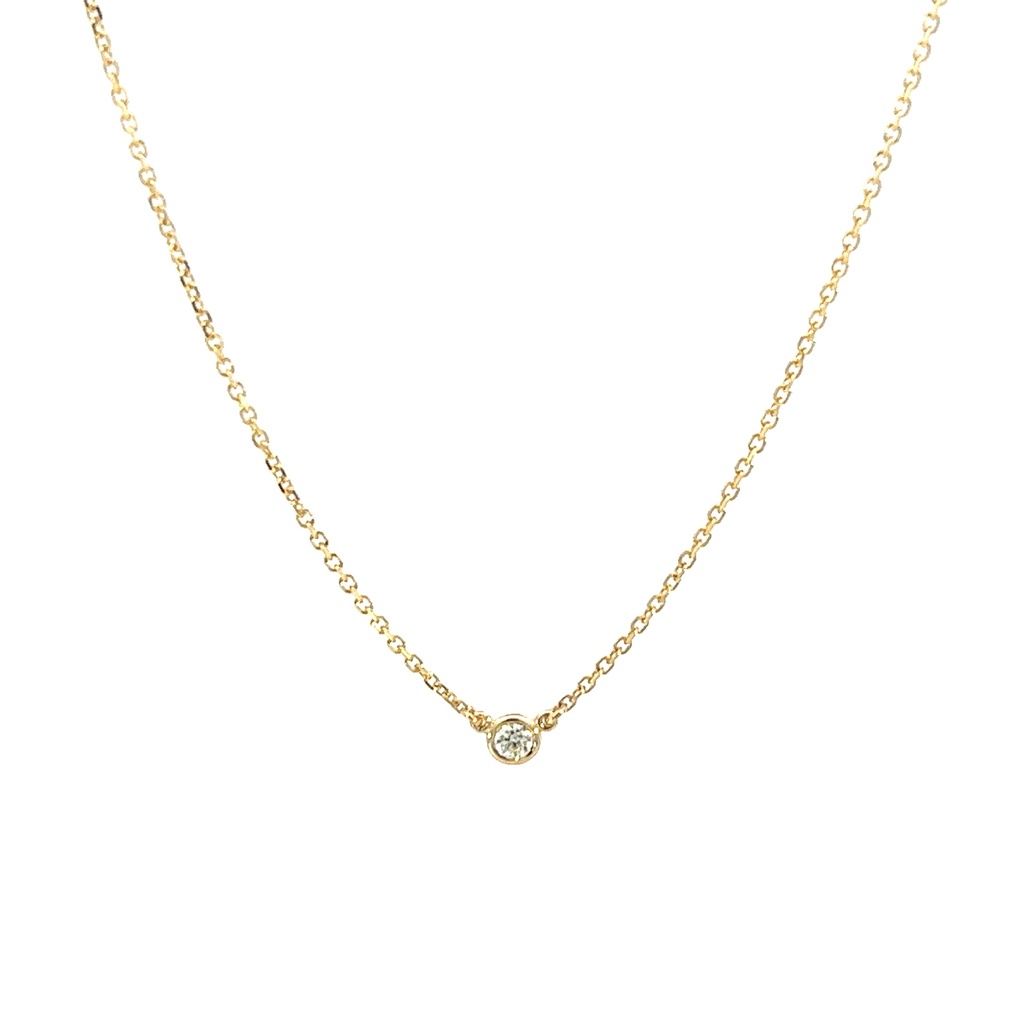 14Kt Yellow Gold Solitaire Necklace With A Round Diamond Weighing 0.05ct